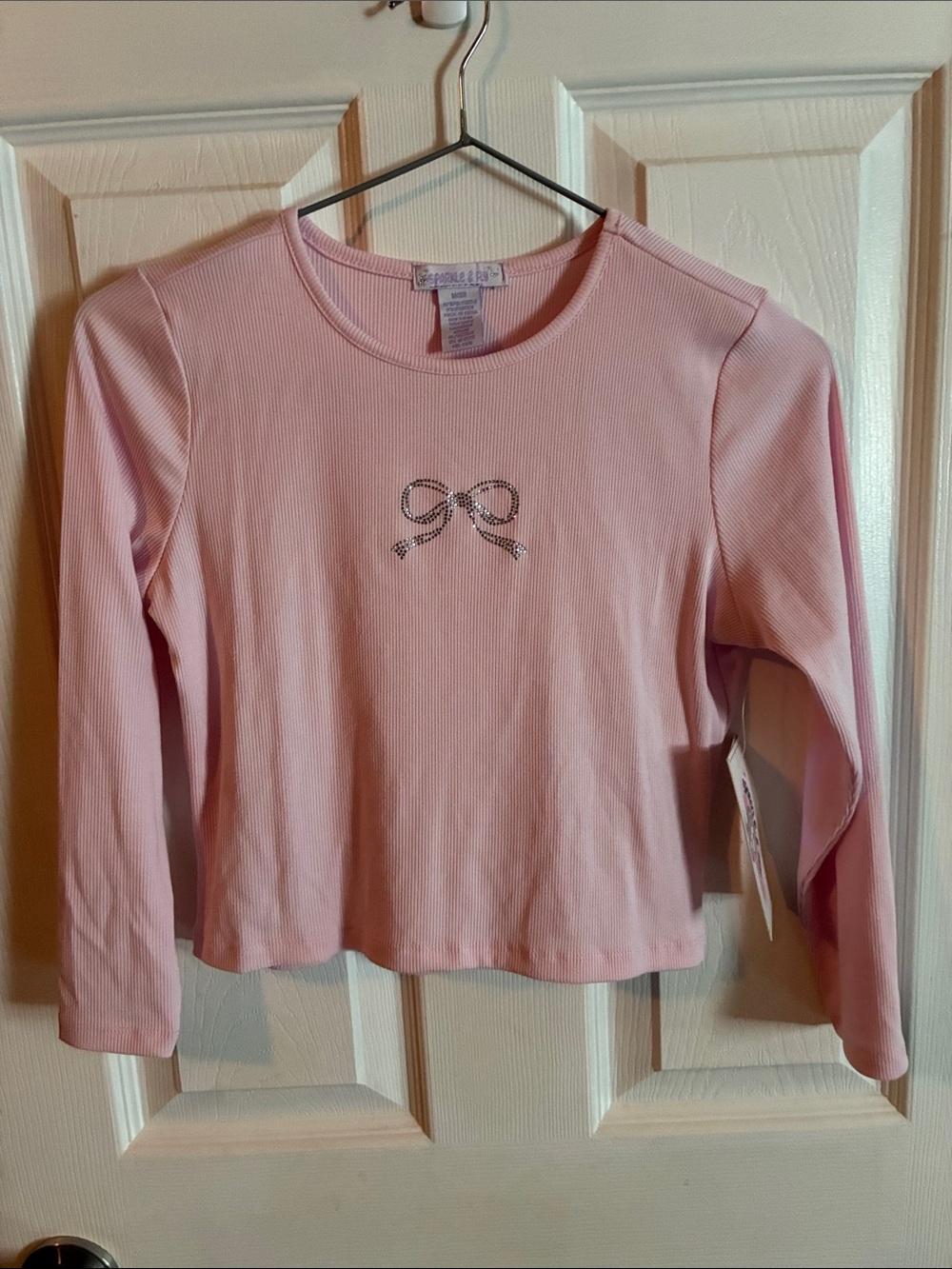 Pink Long-Sleeve Bow Tee